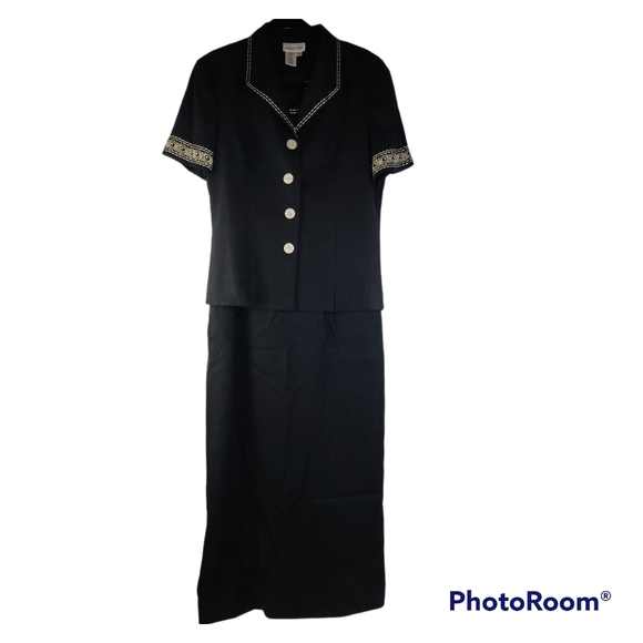 Coldwater Creek 2pc Black Sleeveless Sheath Dress & Short Sleeve Jacket Size 8 - Picture 11 of 15